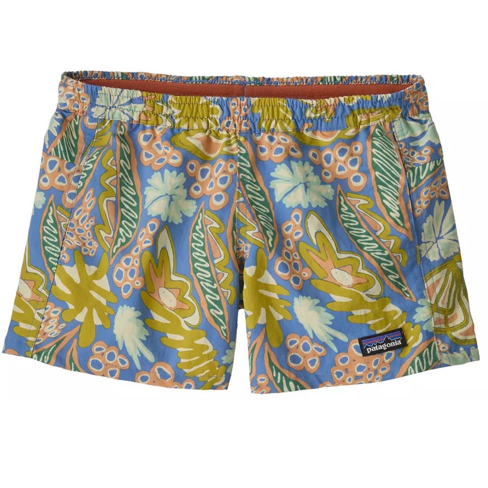 Patagonia Kids Baggies Athletic Shorts Blue  Floral-medium